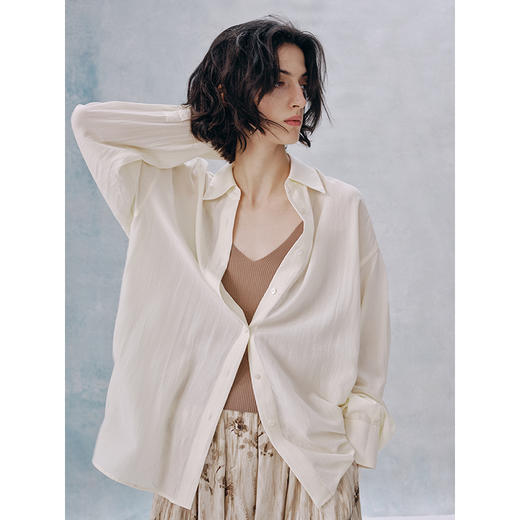 UMILAB【荏苒】莱赛尔亚麻透气舒爽 低饱和度春夏廓型衬衫H1262M 商品图1