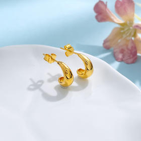 【限时克减150元】足金999 5G黄金小金豆水滴极简耳饰耳钉(AG5GES00194)（预售产品下单后不退款不退货不换货不补差价）