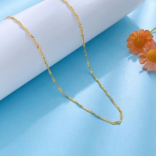 【限时克减150元】足金999 5G黄金水波纹侧身链不可调节机织项链（面宽约1.2-1.6mm）(BJ5GXL00031-1)（预售产品下单后不退款不退货不换货不补差价） 商品图1
