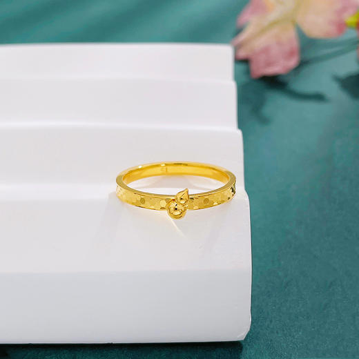 【限时克减150元】足金999.9 #固口戒指 #招财纳福 【精品】实心镜面金福禄双至鱼鳞招财葫芦圈戒女戒(AIJZ00157)（预售产品下单后不退款不退货不换货不补差价 商品图1