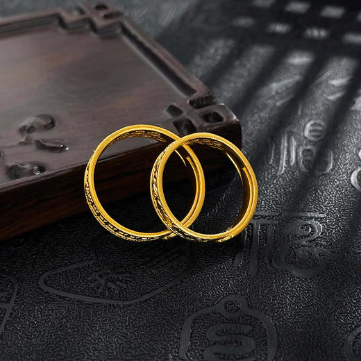 【限时克减128元】足金999.9 #婚庆 #情侣日常 古法实心活口戒指圈戒藏式十字金刚杵回纹如意情侣戒对戒/对(GFQLJ00062)（预售产品下单后不退款不退货不换货不补差价） 商品图4