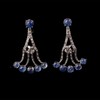 独角鹿西洋古董 19世纪美国出品装饰艺术风格枝形吊灯造型白金镶嵌蓝宝石及钻石耳坠一对 商品缩略图0