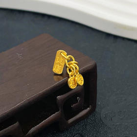 【限时7.5折】【定价黄金】足金999 古法空心平安喜乐健康方牌手串挂件Diy手串挂件(AKGFSC00843)（预售产品下单后不退款不退货不换货不补差价）（预售产品下单后不退款不退货不换货不补差价）