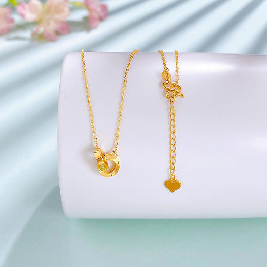 【限时克减128元】足金999 （足金999字印）5G黄金空心调节环连环双环套链(AV5GTL00011)预售产品下单后不退款不退货不换货不补差价 商品图0