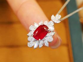 1.15ct刻面红宝石戒指吊坠