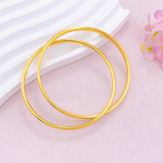 【限时克减150元】足金 【精品】3D硬金空心固口双环手镯鱼鳞扁镯空心素圈光圈圆管双圈手镯(AR3DSZ00016)预售产品下单后不退款不退货不换货不补差价） 商品图1