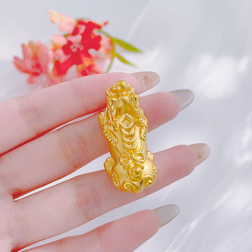 【限时7.5折】【定价黄金】足金 3D硬金空心财运亨通铜钱图案貔貅手串配件Diy手串配件（面宽约35.6*16.1mm）(AU3DSC00033-1)（特殊产品下单后不退款不退货不换货不补差价） 商品图3