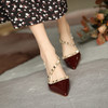 【预售5天】夏季新款酒红高跟鞋法式尖头铆钉包头后空凉鞋女MQ&C30-13 商品缩略图3