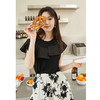 NEELLY纳俪商场同款夏季新款荷叶边短袖针织衫女不对称设计感上衣N25044A14429 商品缩略图1