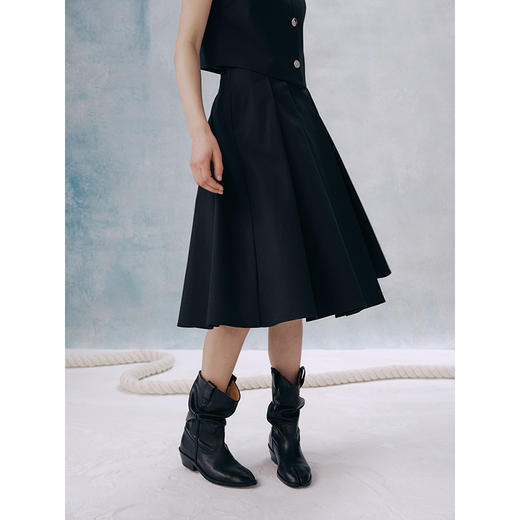 UMILAB【甜酷】挺阔K皱斜纹肌理短款马甲/半松紧腰A型半裙H1263M 商品图3