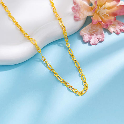 【限时克减150元】足金999 5G黄金环环相扣艺术项链O字链不可调节机织项链（面宽约3.5-3.9mm）(BJ5GXL00092)（预售产品下单后不退款不退货不换货不补差价） 商品图1