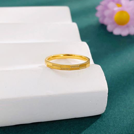 【限时克减150元】足金999 #固口戒指 5G黄金实心极简几何方块不对称线条圈戒条戒（面宽约1.9-2.3mm）(BE5GJZ00102)（预售产品下单后不退款不退货不换货不补差价） 商品图1