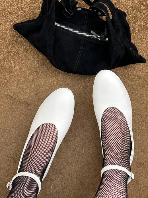 HIDEMI进口小羊皮极简设计感圆头可拆卸脚环平底鞋单鞋 商品图1