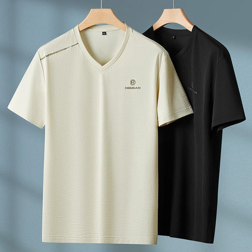 【V领】【DPF】大依优型大码短袖T恤冰丝凉感V领半袖体恤加肥大码休闲上衣胖子夏装新款男士 商品图5