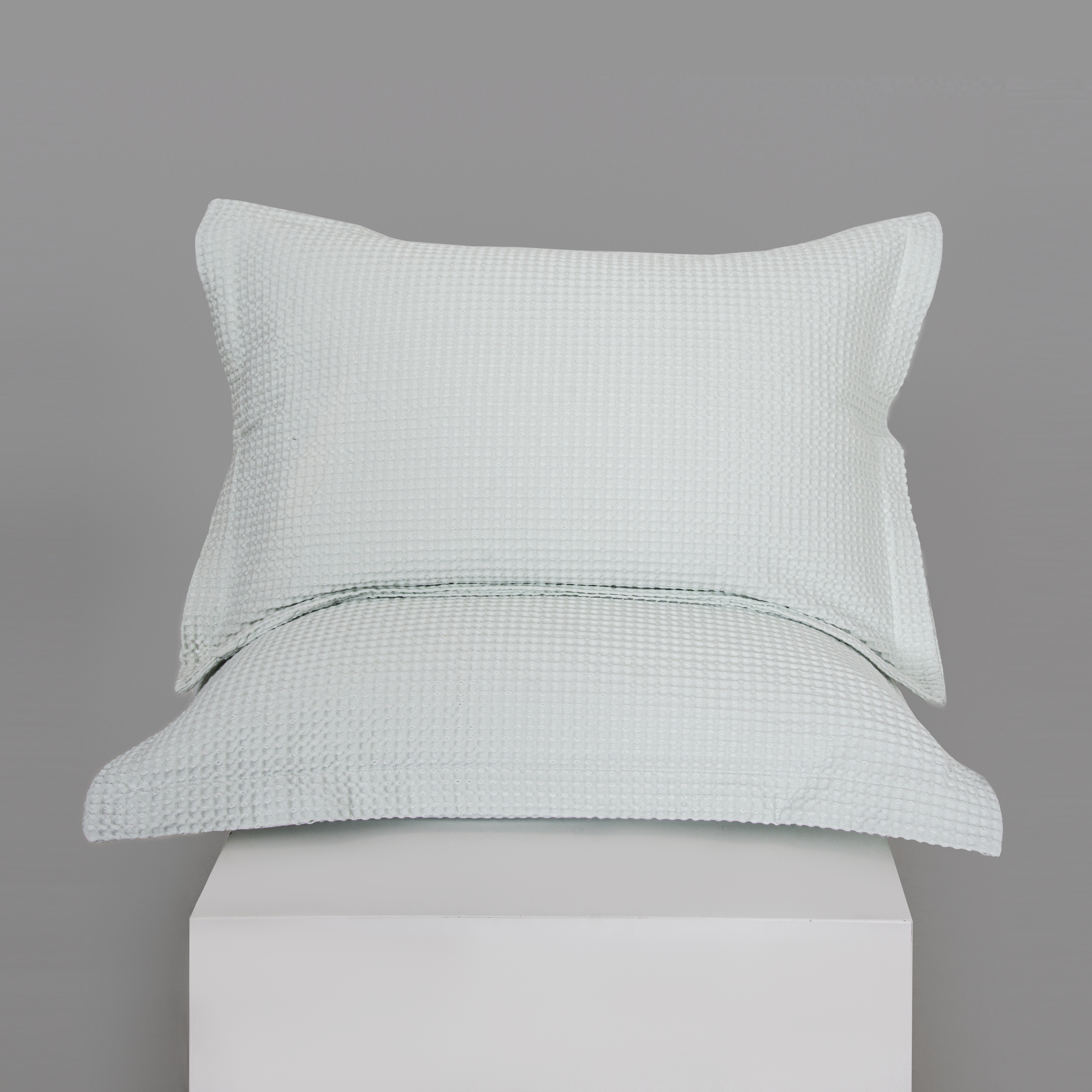 华夫格宽边枕套一对