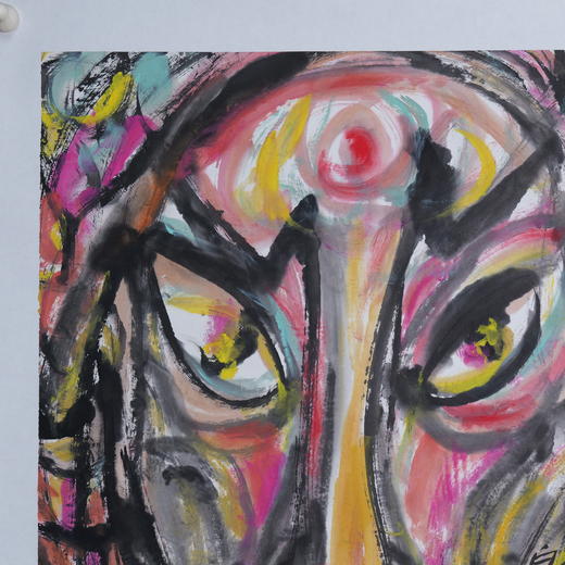 许固令《脸谱之十六》国画原作53CM*53CM 手绘宣纸脸谱系列斗方作品【GH0495】 商品图2