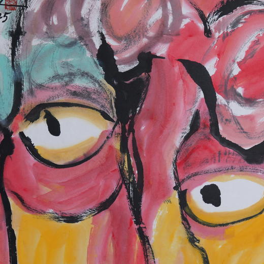 许固令《脸谱之十五》国画原作53CM*53CM 手绘宣纸脸谱系列斗方作品【GH0494】 商品图3