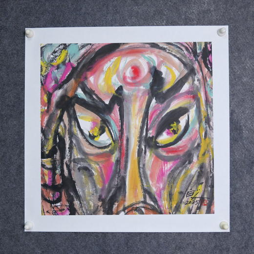 许固令《脸谱之十六》国画原作53CM*53CM 手绘宣纸脸谱系列斗方作品【GH0495】 商品图5