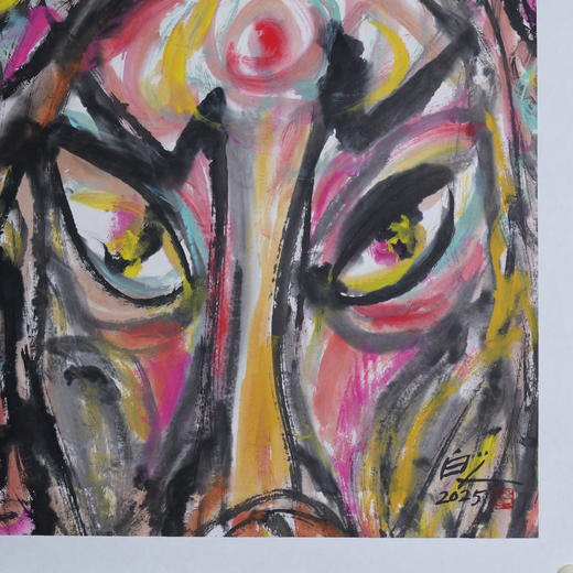 许固令《脸谱之十六》国画原作53CM*53CM 手绘宣纸脸谱系列斗方作品【GH0495】 商品图4