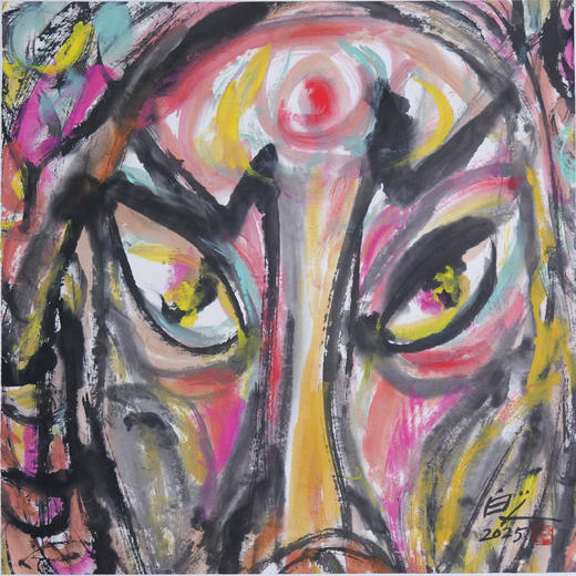 许固令《脸谱之十六》国画原作53CM*53CM 手绘宣纸脸谱系列斗方作品【GH0495】 商品图1