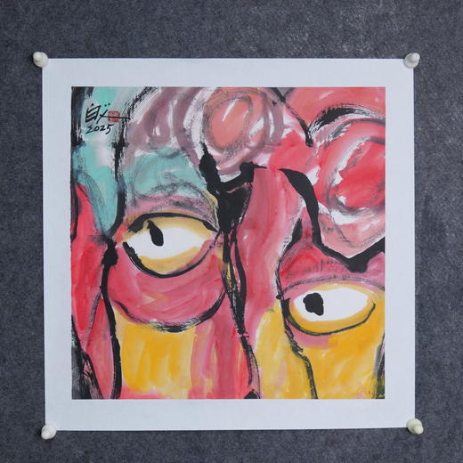 许固令《脸谱之十五》国画原作53CM*53CM 手绘宣纸脸谱系列斗方作品【GH0494】 商品图5