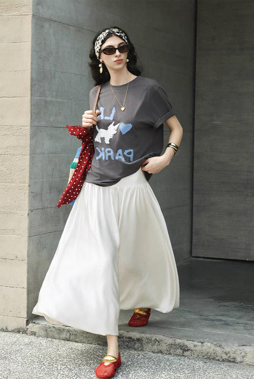 直发【2247】韩国出口订单~ LA Park 趣味松弛！修狗云柔精梳棉针织T恤 商品图3