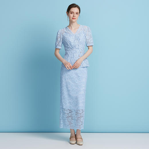 EITIE爱特爱蕾丝高腰直筒包臀收腰及踝长款半身裙2025年夏季新款B2506612 商品图1