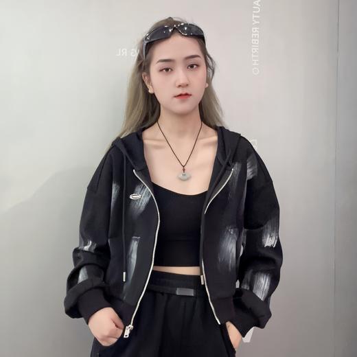 Z 连帽刷漆短卫衣外套（黑）春季251060230321 商品图0