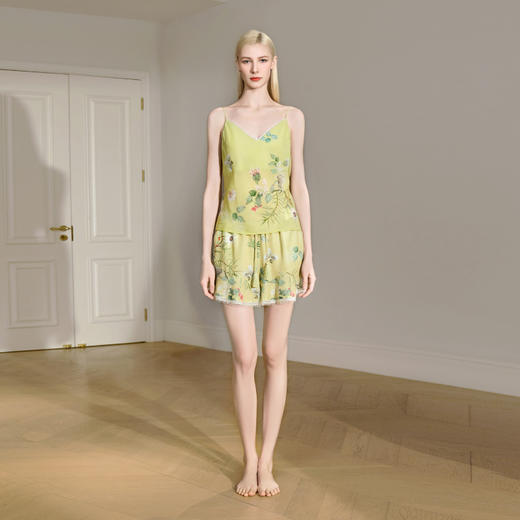 Solo seta真丝睡衣女短裤吊带套装丝绸家居服2025秋桑蚕丝度假风 商品图3