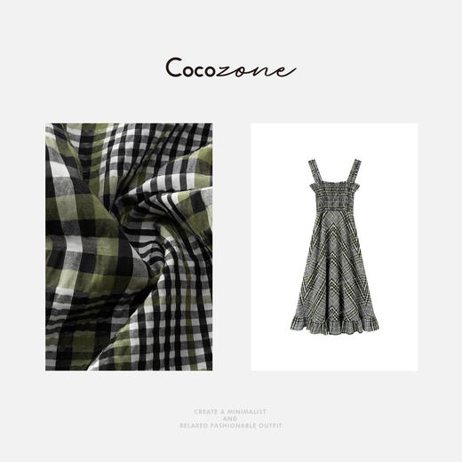 COCO ZONE 刘一一 25新款格纹百搭荷叶边吊带连衣裙ACD2A0364 商品图2