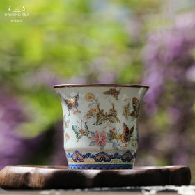 问鼎汝瓷鼎峰柴窑天青竹节杯（翩翩起舞）