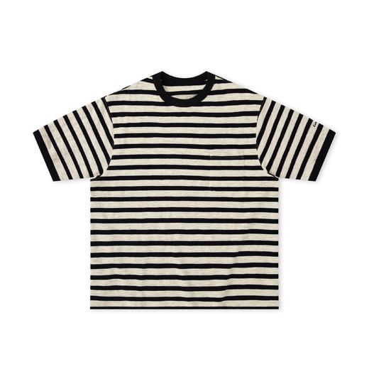EviStub/E-5CDX223/320G有机棉混纺亲肤肌理条纹口袋短袖 商品图4