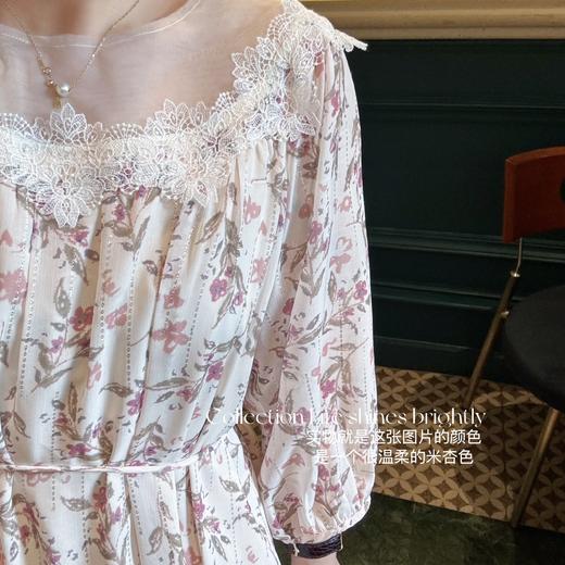 生活闪闪发光 | 莫奈花园连衣裙 既温柔又富有女人味呀 米杏色 商品图4