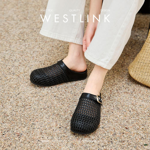 西遇包头半拖鞋女新款夏季镂空透气白色厚底勃肯鞋外穿凉拖鞋V0156614 商品图1