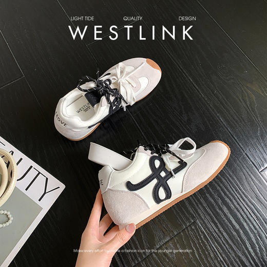 西遇内增高德训鞋女新款春夏爆款复古黄色运动鞋厚底休闲鞋V0056630 商品图1