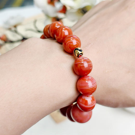 易祈吉祥天然南红玛瑙手串925银配饰手链文玩属火系列饰品送礼礼物 商品图1