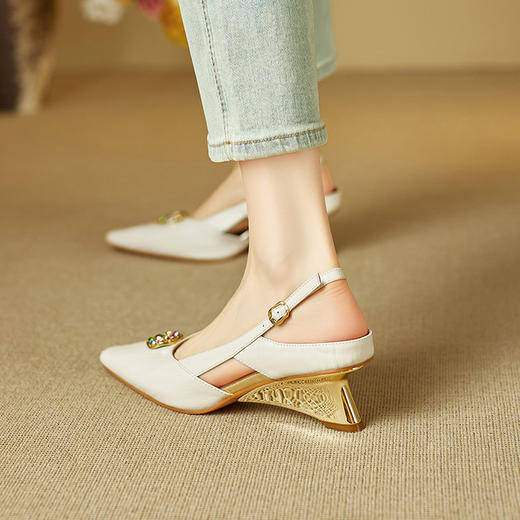 【预售5天】简约优雅春夏季新款小方头浅口坡跟凉鞋单鞋MBJR&6877 商品图3