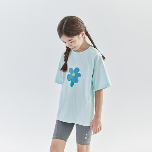 【代发】女童宽松印花短袖T恤 cicochild夏季款亲子中大童短袖上衣浅粉/浅蓝 商品图4