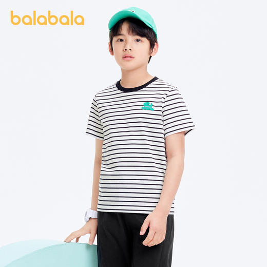 巴拉巴拉男童t恤女童短袖上衣夏装纯棉亲子装条纹时尚舒适百搭潮 商品图2