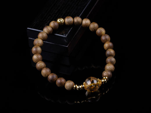 XY0176沉香+黄水晶单圈手串 商品图2