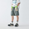 【代发】男童口袋拼接短裤 蓝汽水夏季款撞色中大童休闲宽松五分裤中灰 商品缩略图4