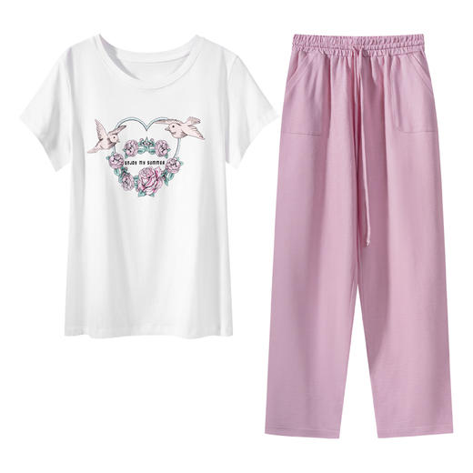 【超值套餐】爱帝女士夏季薄款亲肤棉印花短袖家居套装 商品图7