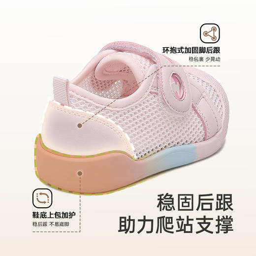 英氏儿童鞋夏季透气婴幼儿网面女童休闲鞋软底防滑稳步鞋男童板鞋 商品图3
