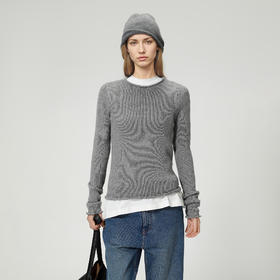 ROMI STUDIO“松弛随性”绵羊毛棉混纺圆领卷边套头毛衫 RWBWST1518