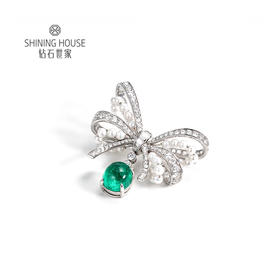 【祖母绿胸针】钻石世家 18K金祖母绿镶钻胸针  高级设计珠宝系列 祖母绿 拥有美丽的翠绿色 象征着幸运、幸福和万物盎然的生命力