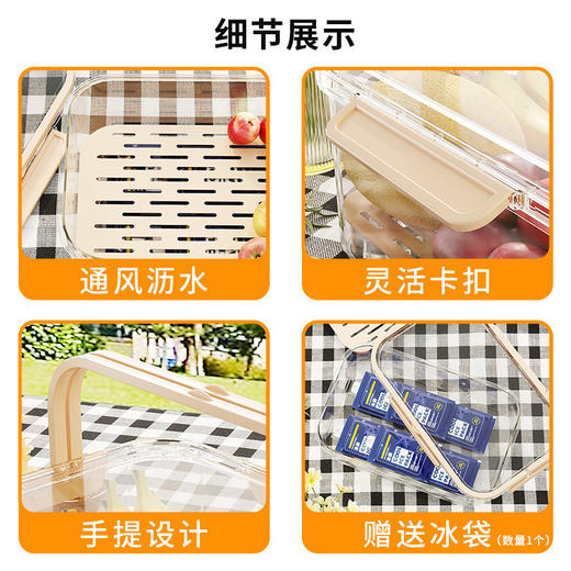手提便携保鲜盒 出户外春游便当 盒学生水果密封盒食品级冰箱携带 商品图3