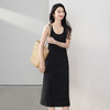 【专属特价】熙世界黑色背心连衣裙女春夏2025新款收腰打底无袖U领吊带长裙子 商品缩略图2