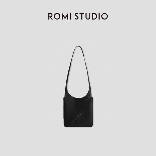 ROMI STUDIO“内外兼备”早秋新款简约百搭设计感单肩黑色包包B3580 商品图0