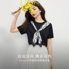 【周四狂欢价】熙世界法式丝巾领结印花短袖t恤女设计感2025夏新款正肩体恤上衣 商品缩略图2
