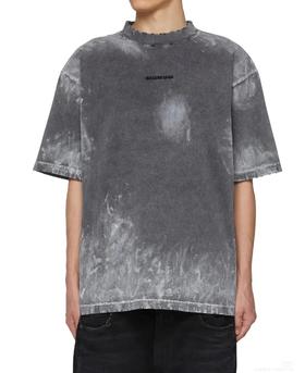 巴黎家情侣款水洗磨破油漆复古短袖